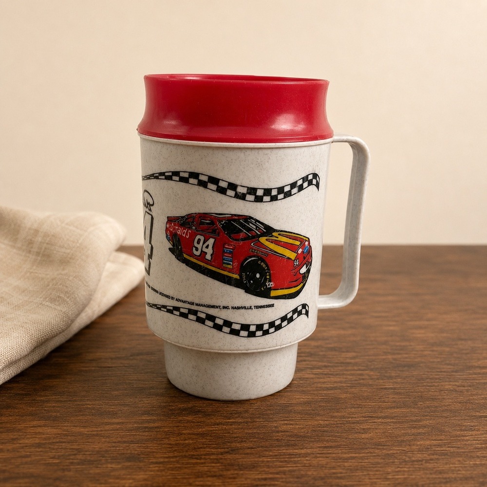 Vintage 1995 Bill Elliott 94‎ McDonalds NASCAR Racing Travel Mug No Lid